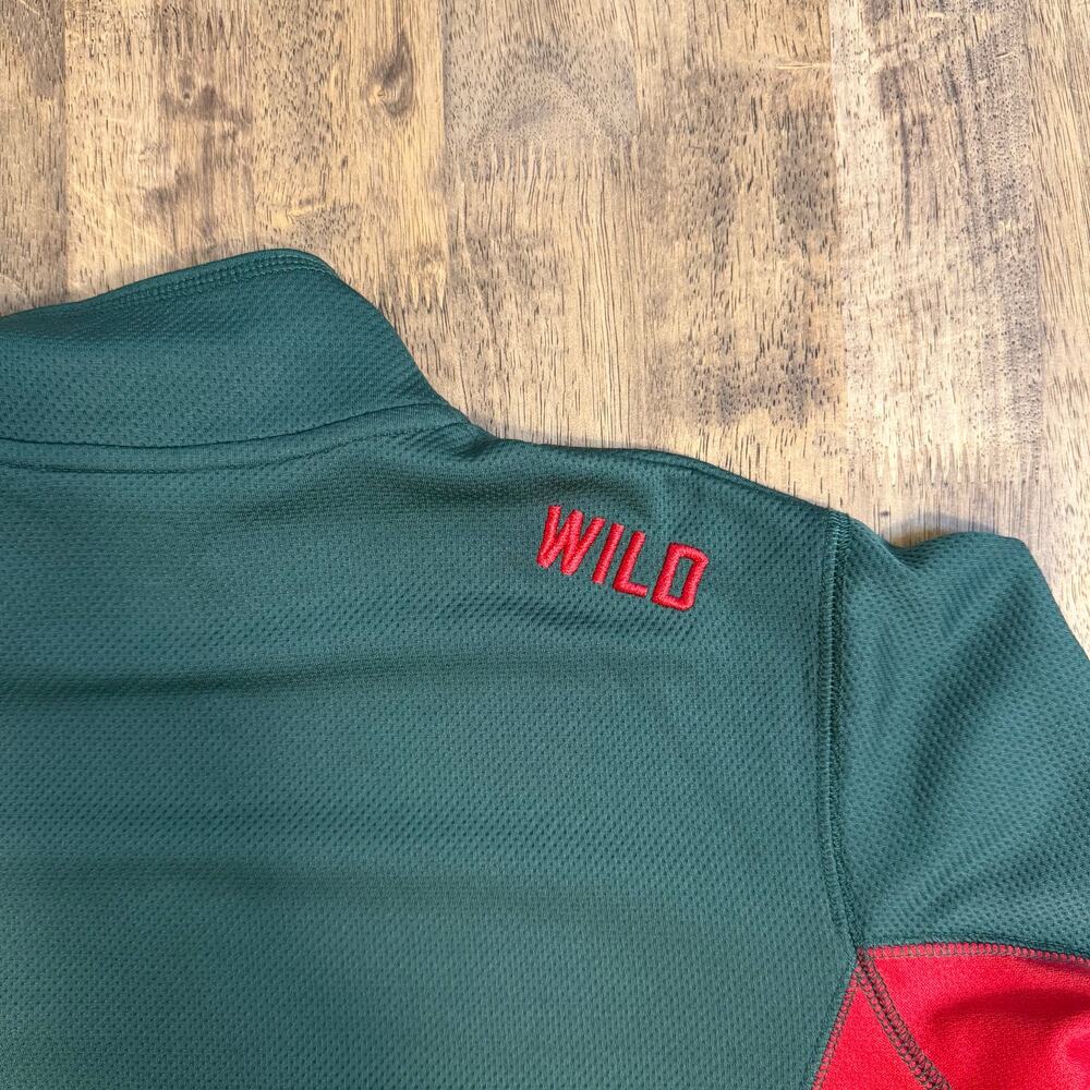 Minnesota Wild Pullover Hockey NHL 1/4 Zip Embroidered Mesh Size Unisex Medium - Picture 8 of 10